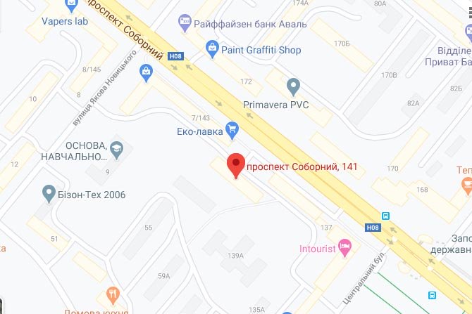 Запоріжжя, проспект Соборний, 141 на карті - зображення